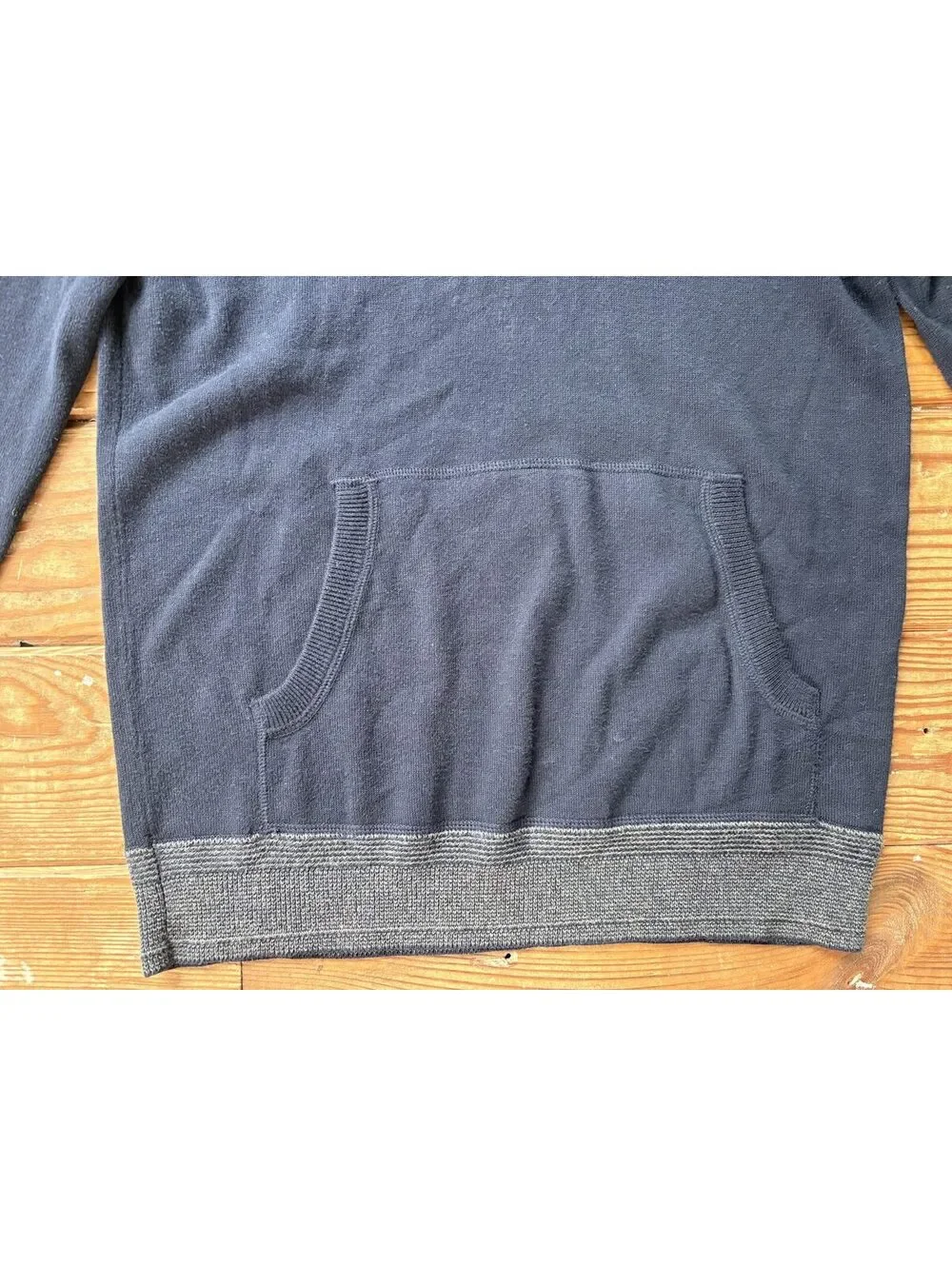 J.Crew Men's Shawl Collar Pullover Sweater Navy Gray 100% Cotton Size S